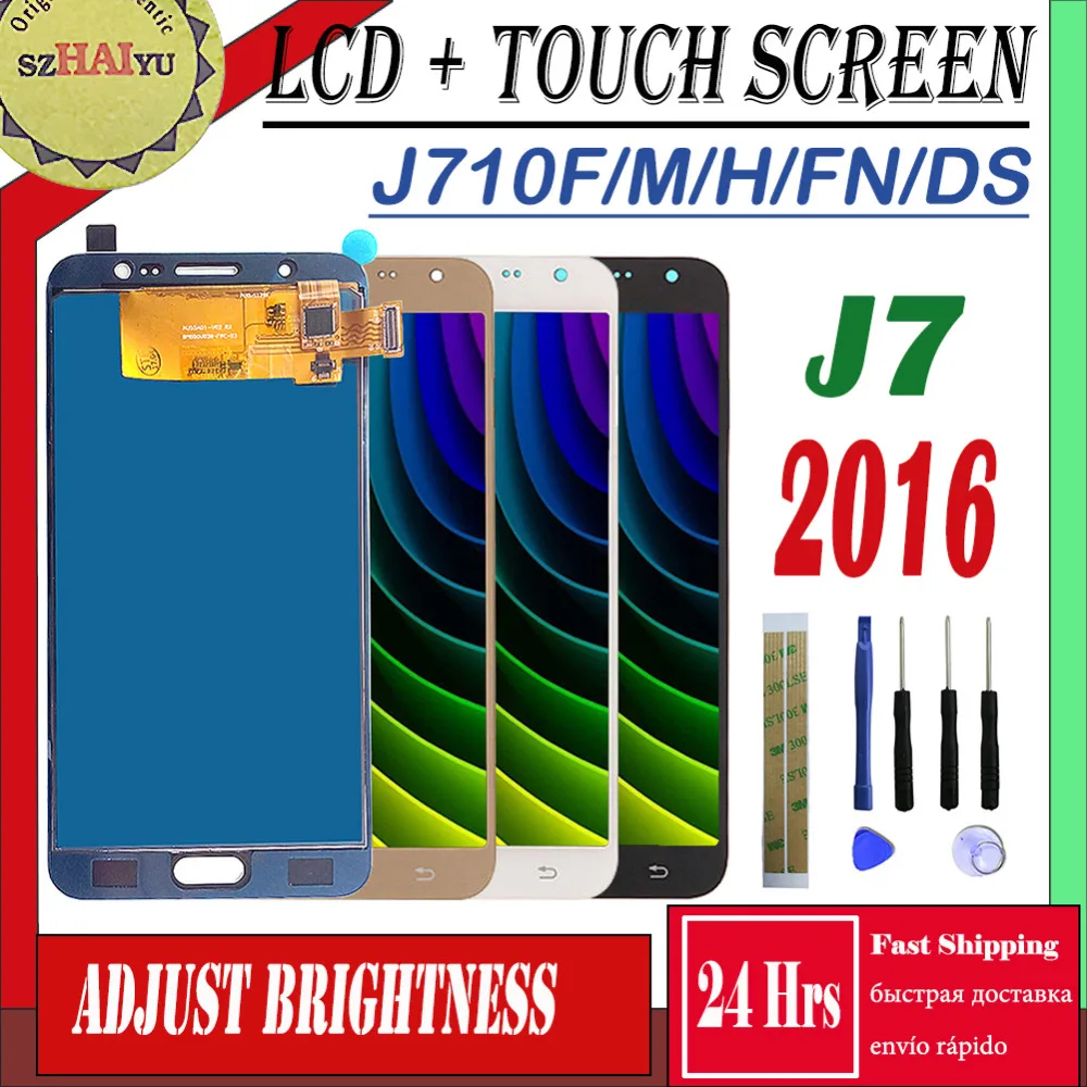 SM-J710FN/F/M/H/DS для Samsung Galaxy J7 j710 ЖК-дисплей+ сенсорный экран J7100H J710FN J710F J710M экран регулировка яркости