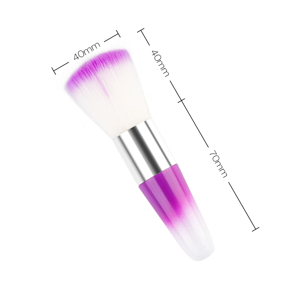 long purple Для чистки ногтей кисточка для ногтей, инструменты для удаления пыли кисть для нанесения пудры пилочка для ногтей искусство уход для маникюра и педикюра, акриловые Чистящая Щетка для ухода за ногтями - Цвет: long purple