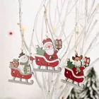 Рождественские украшения, деревянная подвеска для лыжного автомобиля, олень, подвеска для пожилых лыж для дома, подвеска на рождественскую елку, новый год 2022