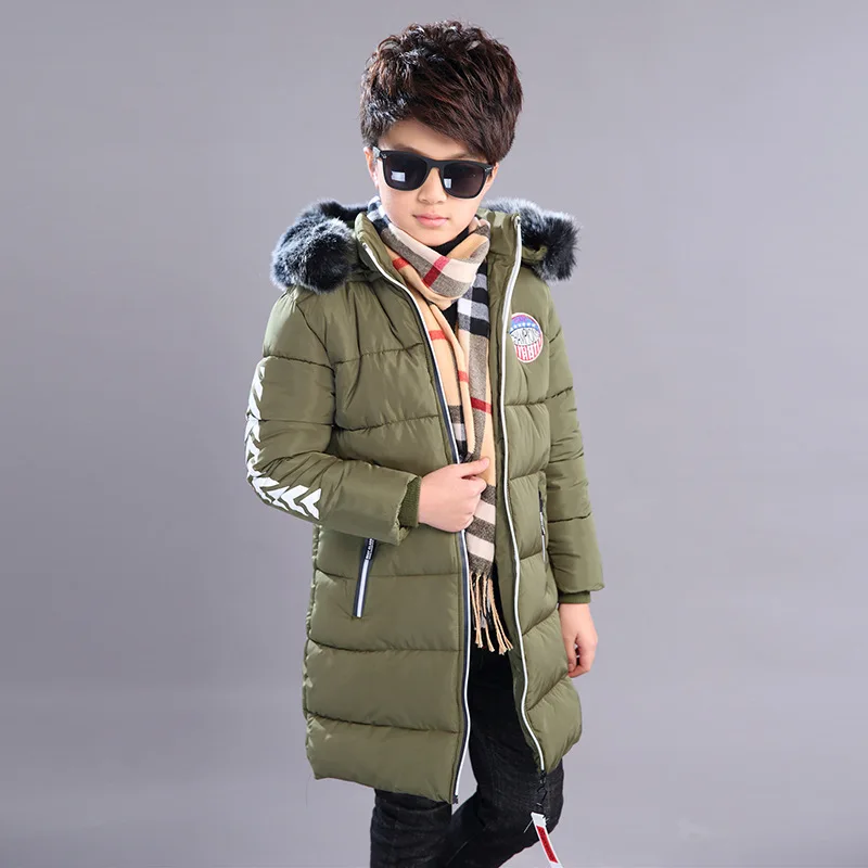 Одежда для детей зимняя парка с длинным капюшоном мальчиков большой теплый