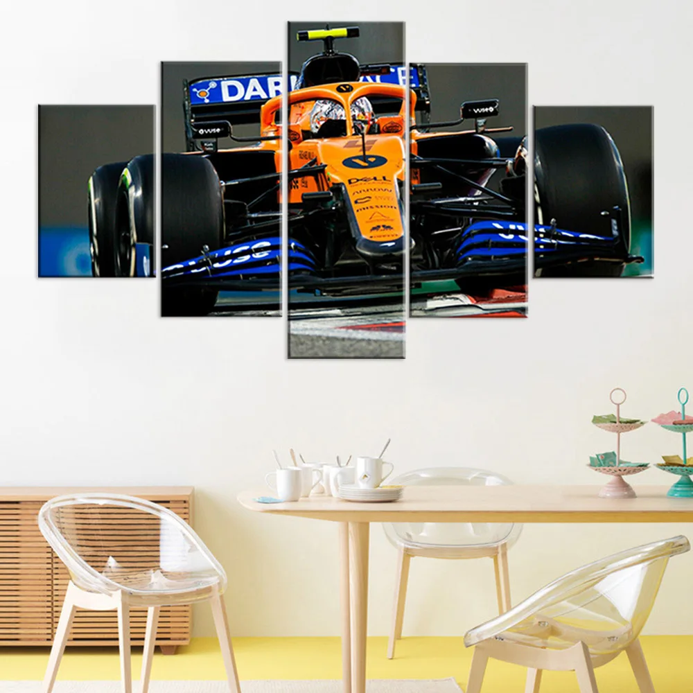 

5 Piece Canvas Wall Art McLaren mcl35 Lando Norris f1 Car Poster Living Room Modern Decoration Bedroom Image Home Office Picture
