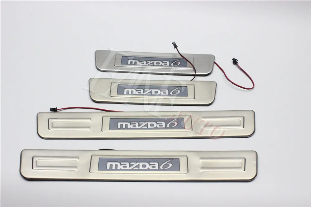 Led Нержавеющая сталь светодиодные пороги Накладка защита порогов защитная накладка для Mazda 6 мазда 6 Atenza- A стиль - Цвет: Led