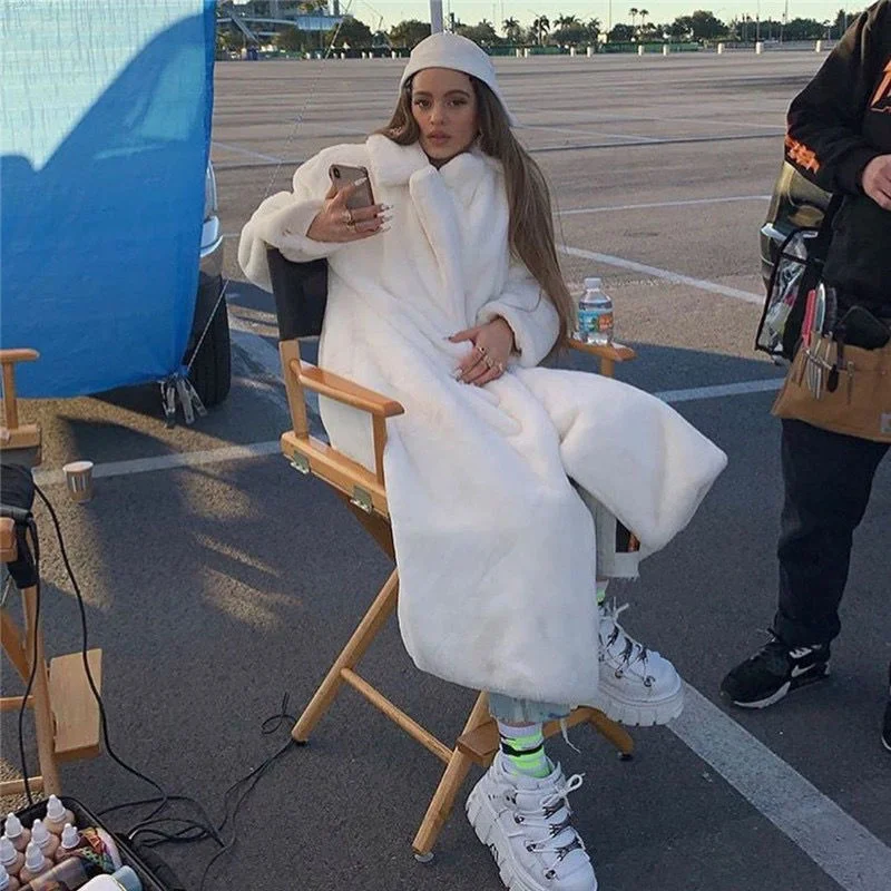 Однотонный кардиган из искусственного меха длинный Тренч зимняя женская модная