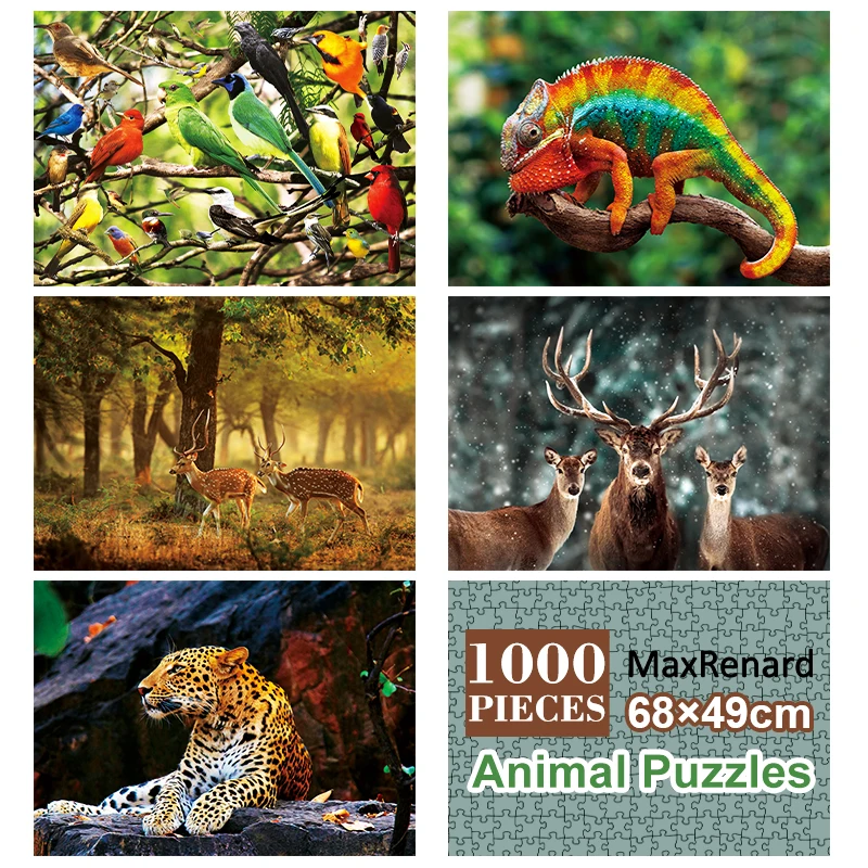 

MaxRenard 50*70cm 1000 Pieces Puzzle Jigsaw Puzzles For Adults Paper Assembling Animal Deer Cheetah Puzzles Toys for Adults