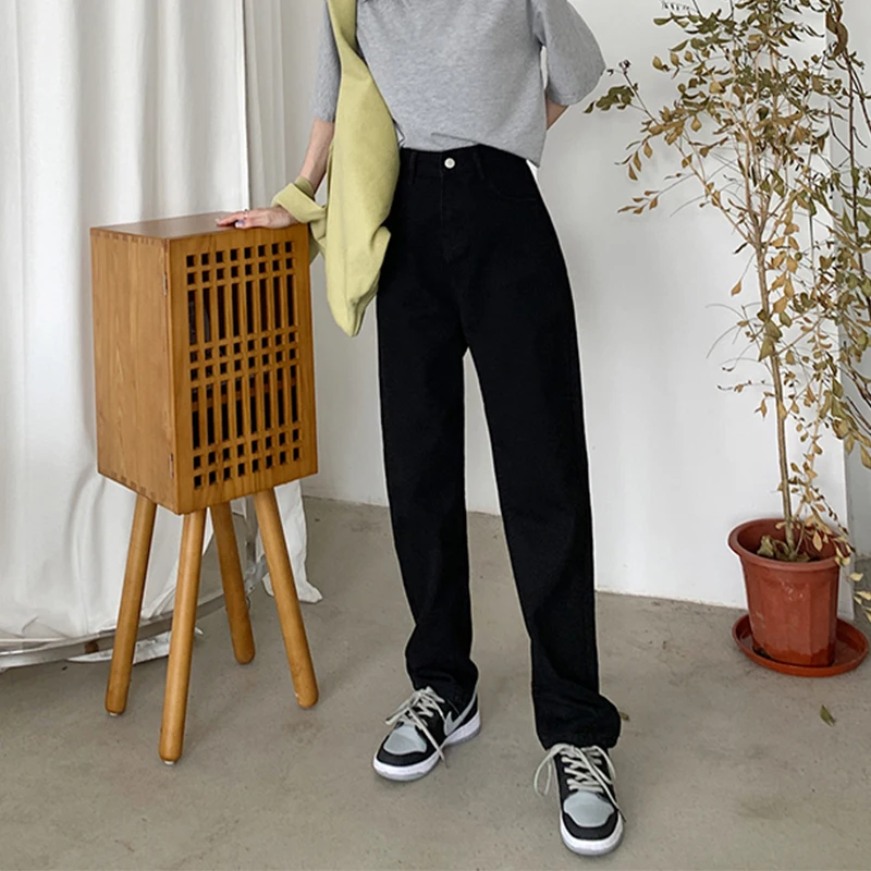 

Cotton Wide Leg Women StreetStyle 2021 New Casual Denim Lady long Pants Jeans Vintage able Quality solid Fashion Retro trousers