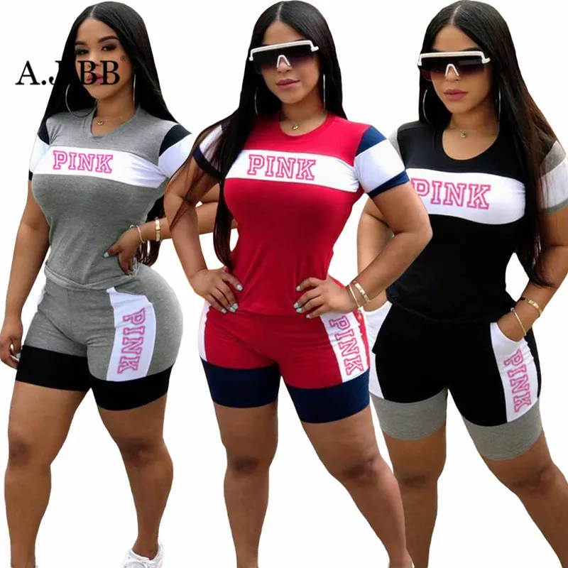 

Summer new fashion letter print sports suit loose o-neck short sleeve T-shirt and shorts women's two-piece set