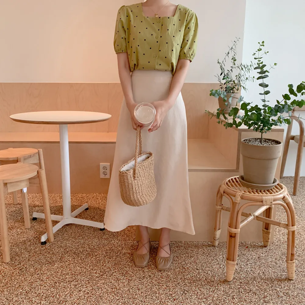 Зеленая рубашка с квадратным принтом Женская Повседневная винтажная хлопковая