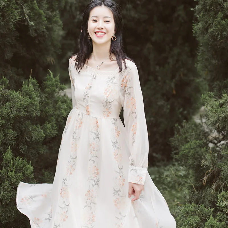 2019 Новая модная женская одежда винтажное платье с принтом зимнее |