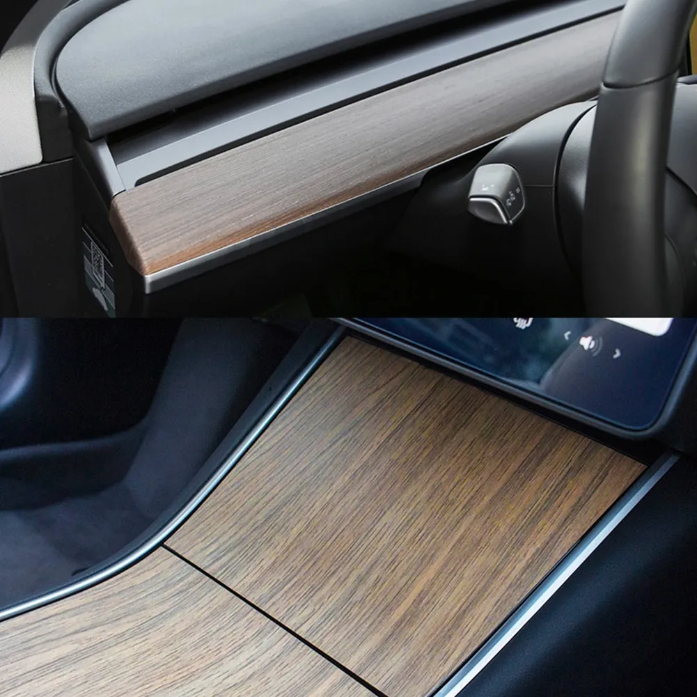 

Car Protective Film Carbon Fiber Wood Grain New Accessories Car Central Control Panel Sticker Interior Style for Tesla Model 3
