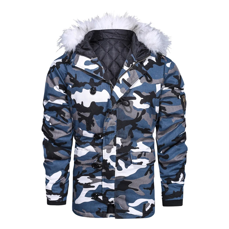 Blue Moutainskin, новинка, зимняя мужская парка, пальто, теплый хлопок, камуфляжная куртка, толстая, мужская, повседневная, зимняя куртка, Мужская брендовая одежда, SA847 - Цвет: Blue
