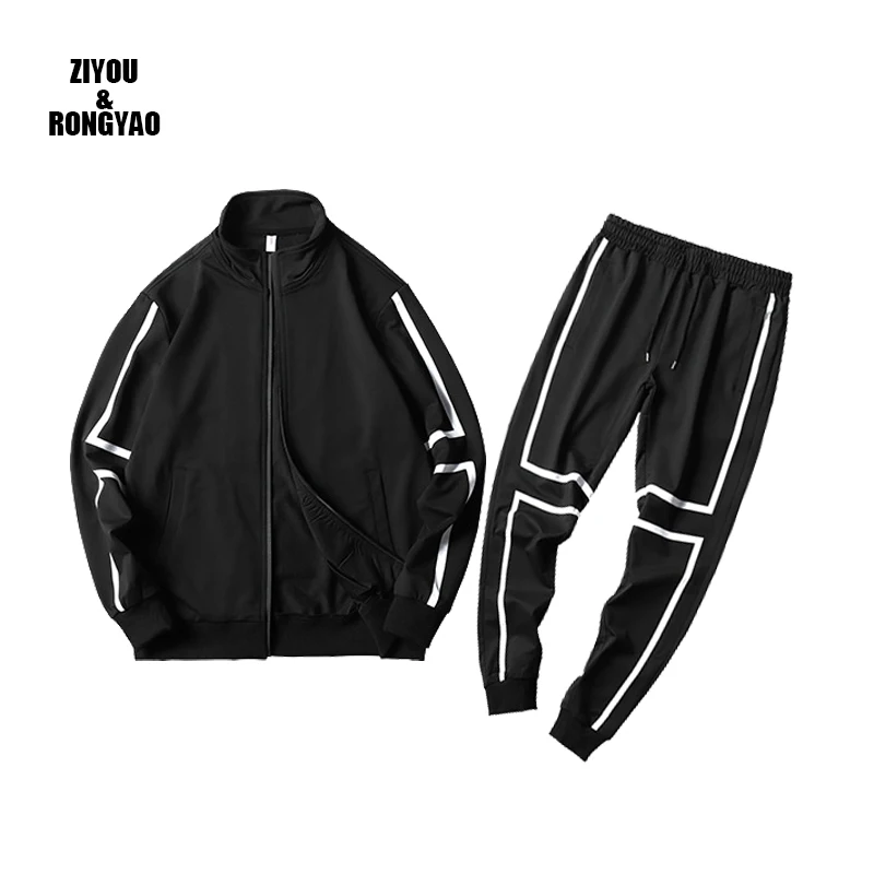 

Новинка 2020, спецодежда, спортивный костюм, мужской пиджак и брюки, комплект из 2 предметов, бейсбольный Свободный пуловер, пальто и длинные б...