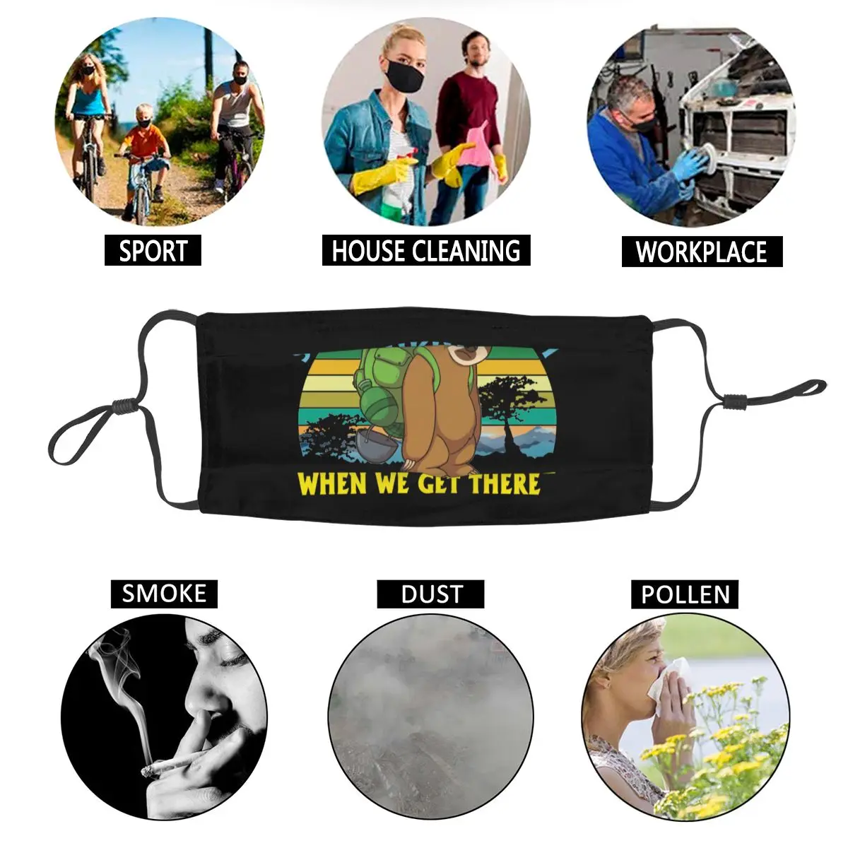 

Sunproof Reusable Mouth Mask Sloth Hiking Team When We Get There Summer Anti Haze