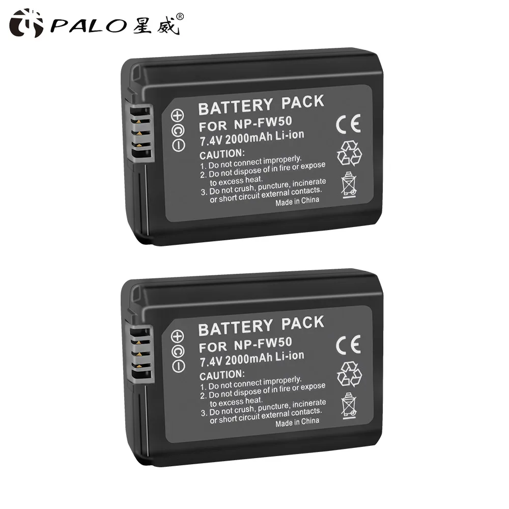 2pcs PALO NPFW50 NP FW50 NP-FW50 Батарея для sony Alpha a6500 a6300 a6000 a5000 a3000 SLT-A35, SLT-A37, SLT-A37K, SLT-A37M, SLT-A55 - Цвет: 2pcs