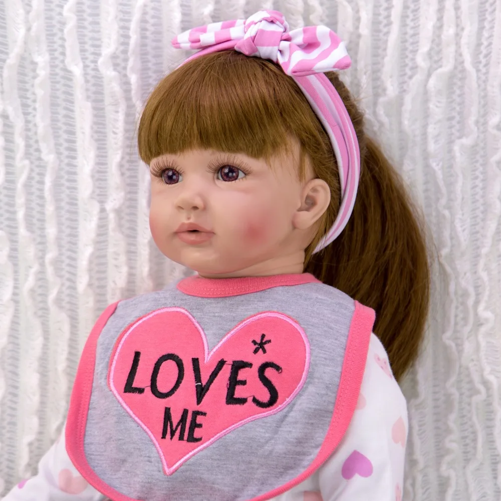Мягкие силиконовые куклы Новорожденные в модном платье принцессы с коричневыми