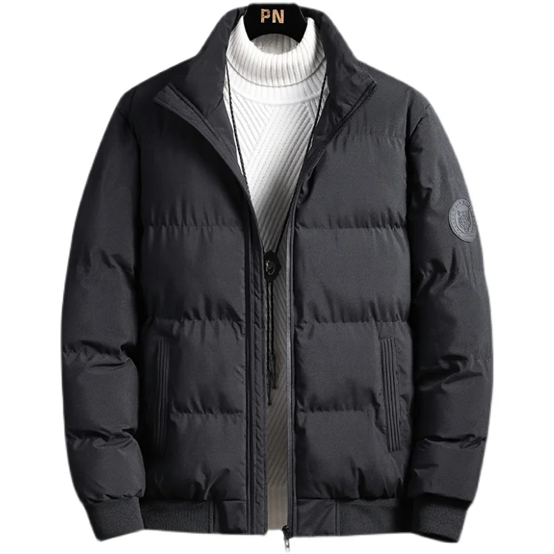 Autumn and winter 2021 men's solid color cotton padded jacket Korean stand collar trend thickened short cotton padded jacket