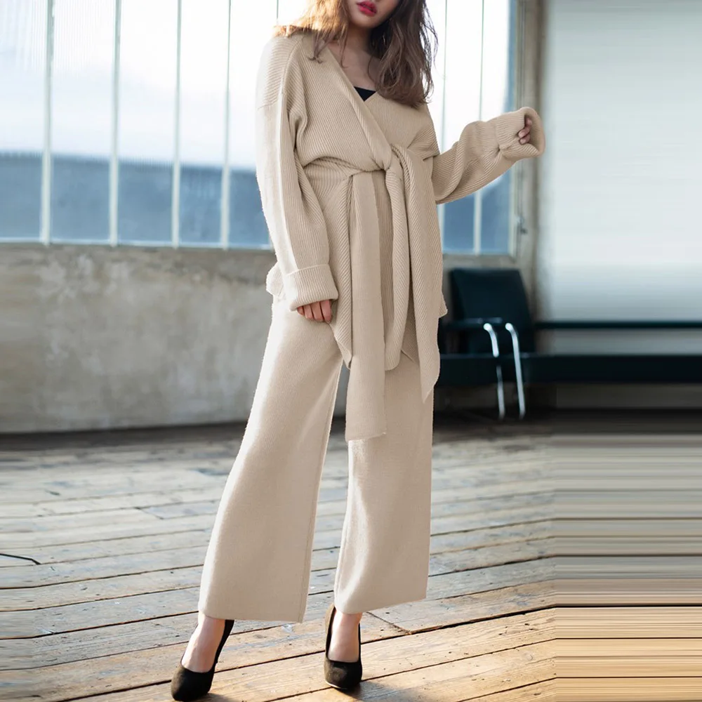 Женский вязаный комплект из двух предметов корейский Повседневный Элегантный 2 с