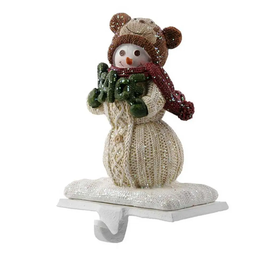 

Stocking Hanger 3 Assorted Styles Resin Snowman Stocking Hooks with Knitted Sweater Reindeer Heat Stocking Holder for Fireplace
