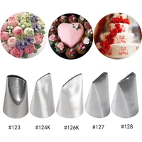 5pcsset russian rose stainless steel cake icing piping nozzle cake cream sugar craft decorating tools bakeware pastry tips