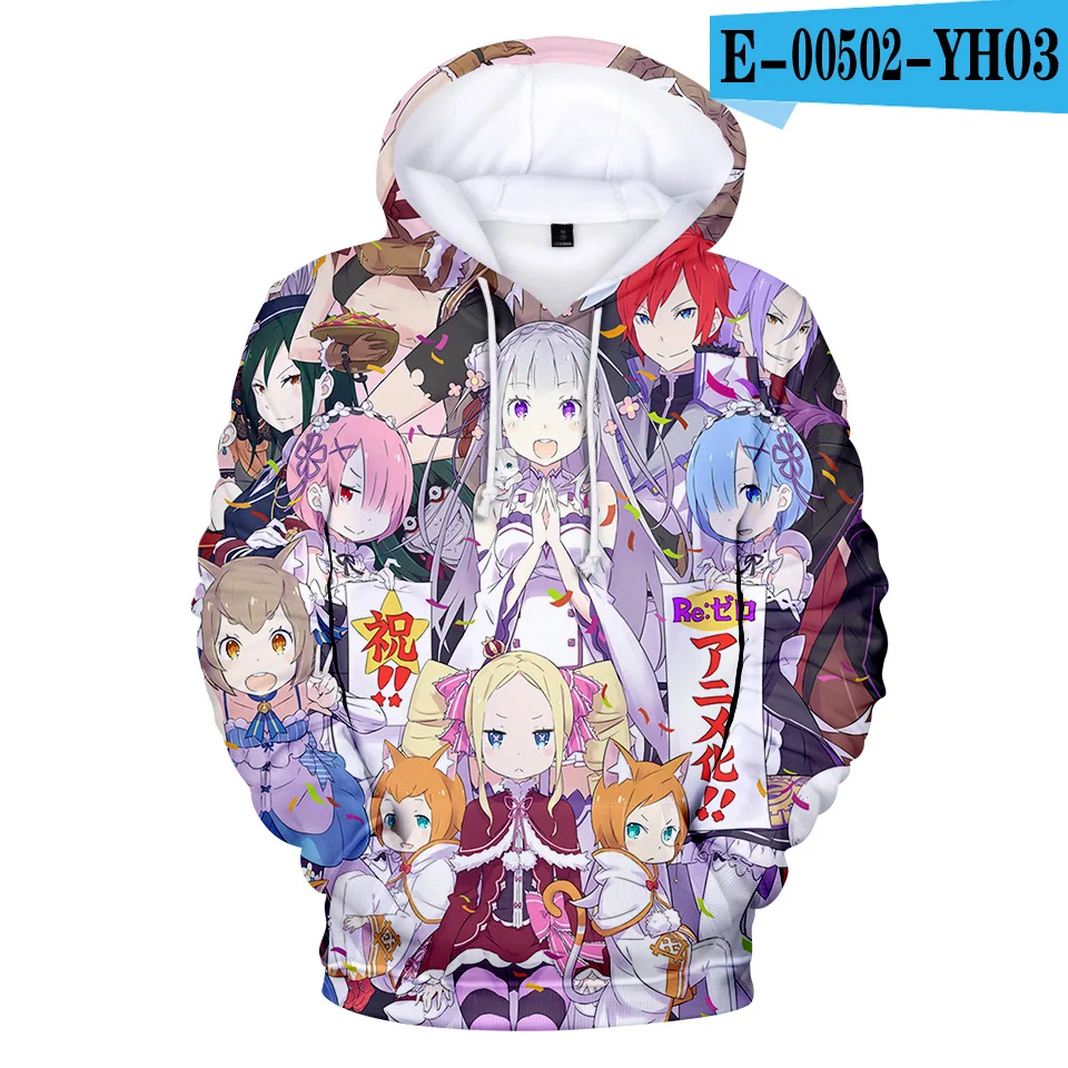 D Natsuki Subaru Толстовка Re ZERO пусковая Аниме толстовки Rem Ram для женщин/мужчин Emilia пары Косплей куртка свитер Одежда - Цвет: D
