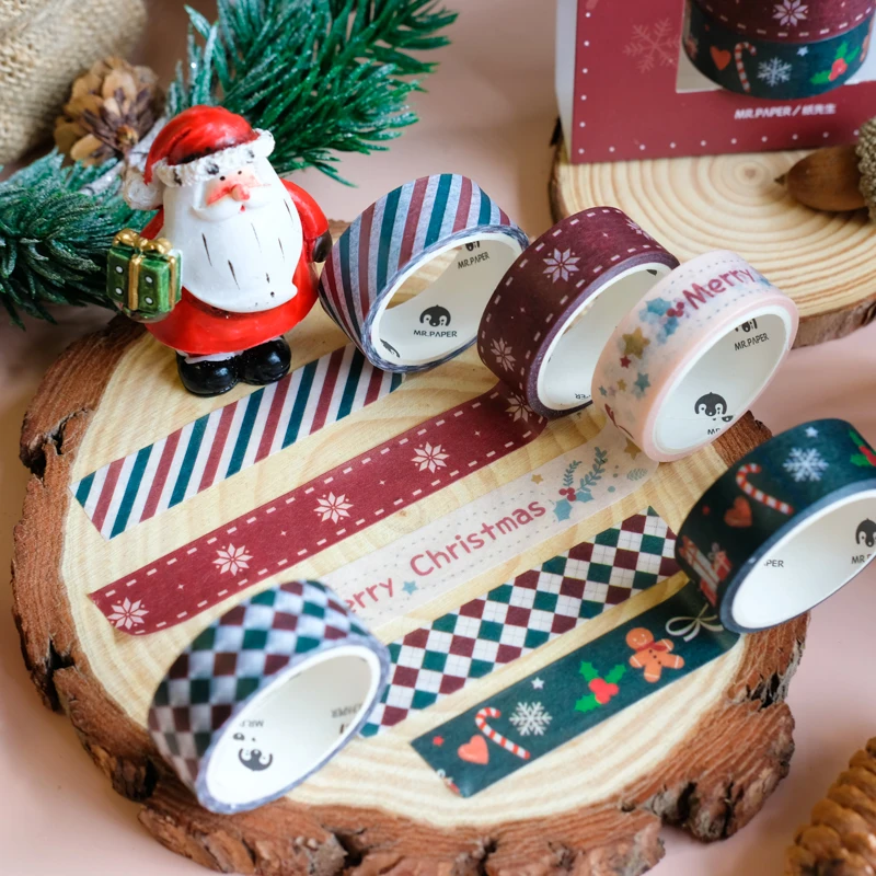 Christmas Theme Masking Washi Tape Set Festival Decorative Adhesive Decora Diy Scrapbooking Sticker Label Stationery | Канцтовары для
