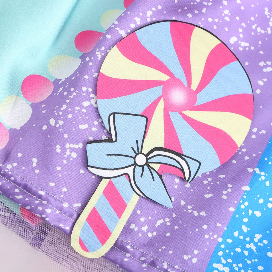 Girls Birthday Lollipop Fantasy Dress Children Carnival Rainbow Candy Costume Princess Party Frock The Festival of Purim