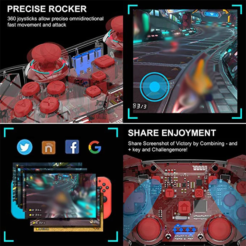 Беспроводной Bluetooth-контроллер геймпад для Nintendo Switch Pro Crystal Shell триггер джойстика