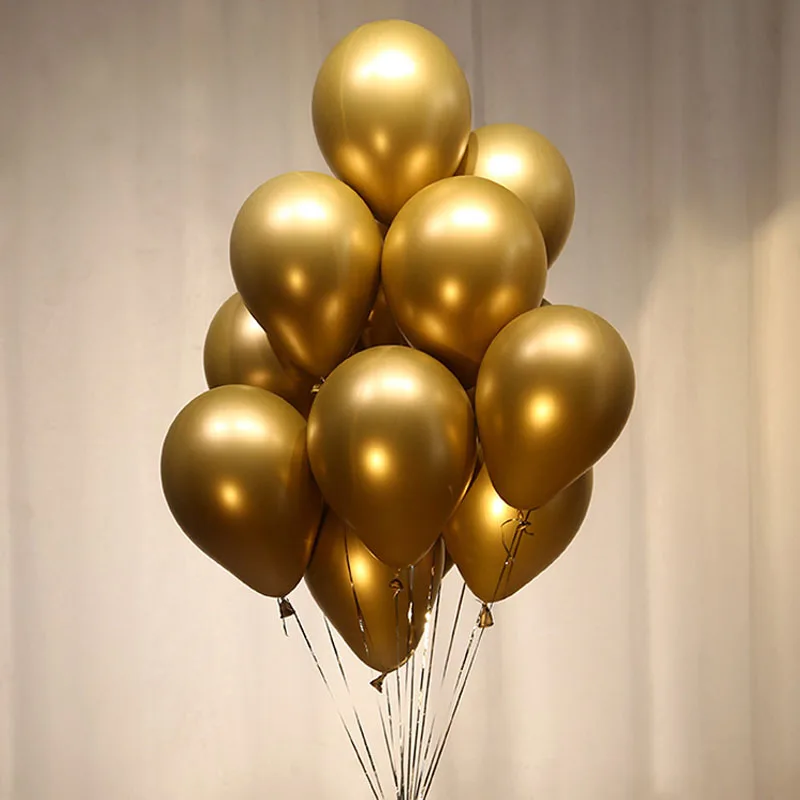 Gold 10 шт. 12 дюймов новые хромированные шары из латекса цвета металлик Толстый металлический надувной Гелиевый шар для дня рождения декоративный воздушный шар - Цвет: Gold