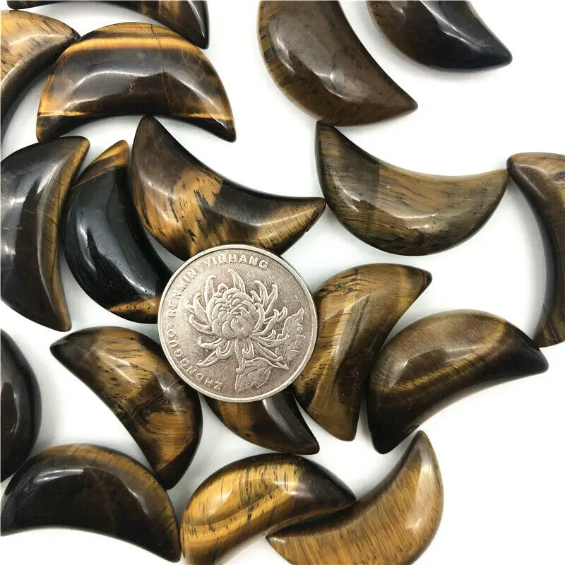 

Natural Tiger Eye Stone Small Moon Hand Carved Healing Lucky Gemstone Crafts Natural Stones and Minerals