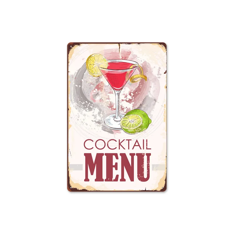 Новый ледяной коктейльный меню металлический знак винтажный жестяной Кухня Бар