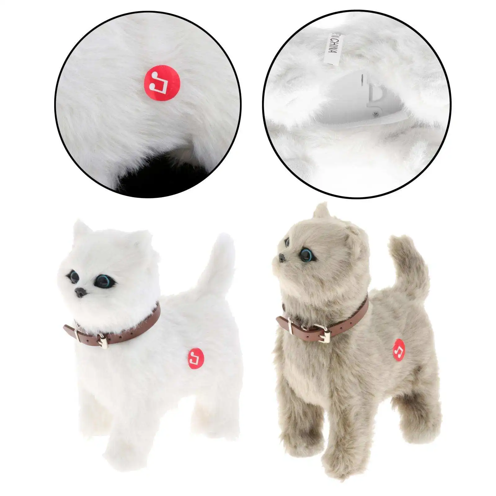 

Plush Electronic Pet Cat Battery Operated Educational Figures Walking Toy for Birthday Gifts Early Learning Figures - White