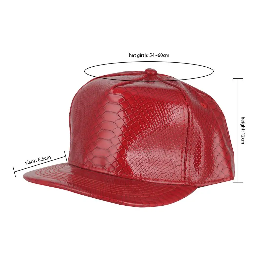 Для мужчин кепки в стиле хип-хоп Цвет Красный змеиная из искусственной кожи шапка
