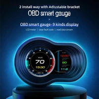 f9 newest head up display auto display obd2gps smart car hud gauge digital odometer security alarm water oil temp rpm