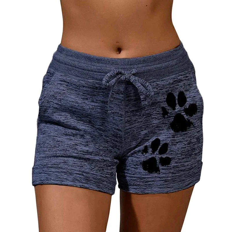 

SHUJIN 2021 Woman Shorts Women High Waist Cats Claw Print Drawstring Quick Dry Elastic Sports Shorts Women's Clothing Женские