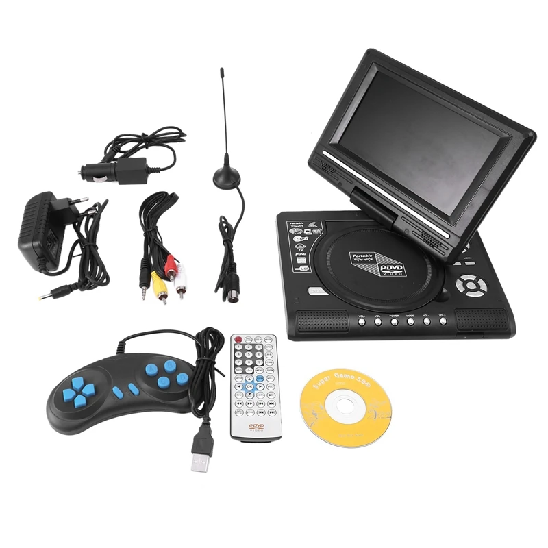 

7.8 Inch TV Home Car DVD Player Portable HD VCD CD MP3 HD DVD Player USB SD Cards RCA Portable Cable Game 16:9 Rotate LCD Screen