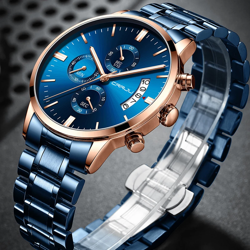 Часы CRRJU Мужские кварцевые в стиле милитари спортивные водонепроницаемые