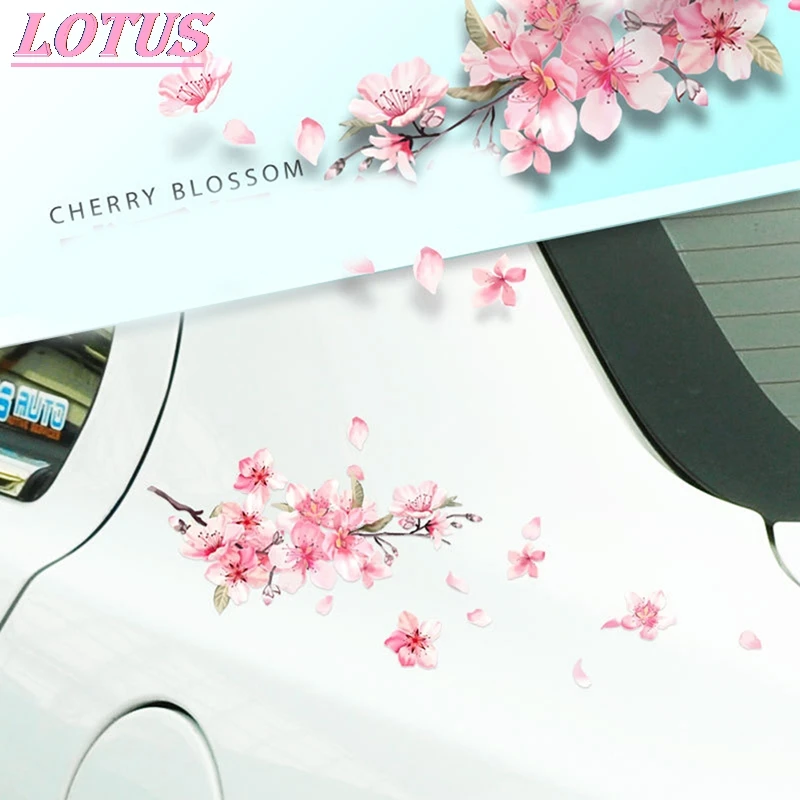 С изображением цветущей вишни наклейки для автомобиля цвет нежно-розовый авто