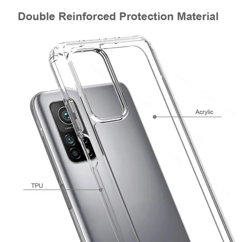 Luxury Transparent Shockproof Silicone Case For Xiaomi 10T Pro Lite Poco X3 NFC F3 Case on Redmi Note 10 Pro Silicone Back Cover