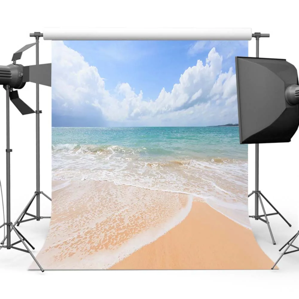 

MOCSICKAPhotograph Background Blue Sky Sea Backdrop Summer Sandy Beach Wave Backgrounds Printed MR-1704