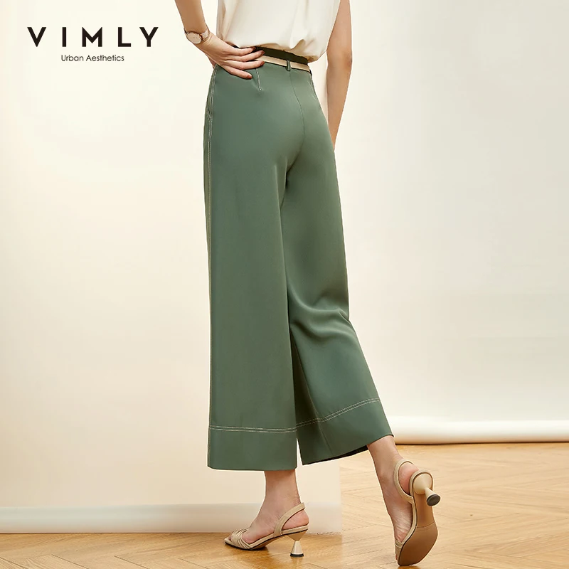 Брюки Vimly женские с широкими штанинами офисные однотонные свободные прямые штаны