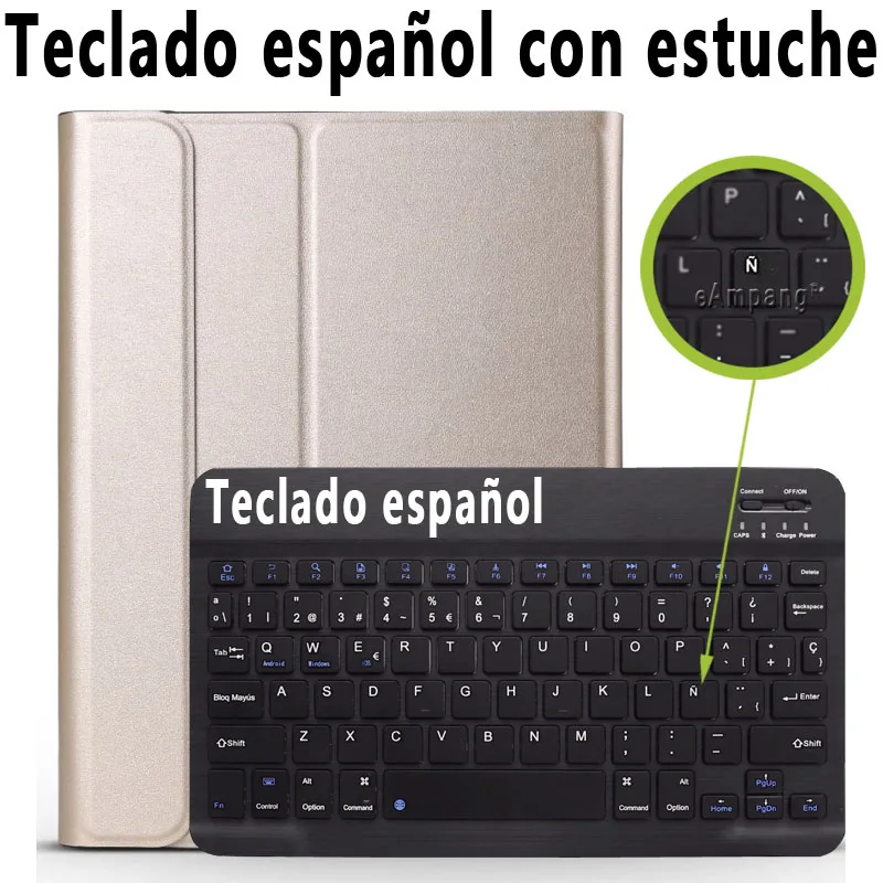 Spanish Keyboard 3,0 чехол с Bluetooth клавиатурой для iPad 10,2 чехол для Apple iPad 7го поколения A2200 A2198 A2197 русская испанская английская клавиатура - Цвет: Spanish Keyboard
