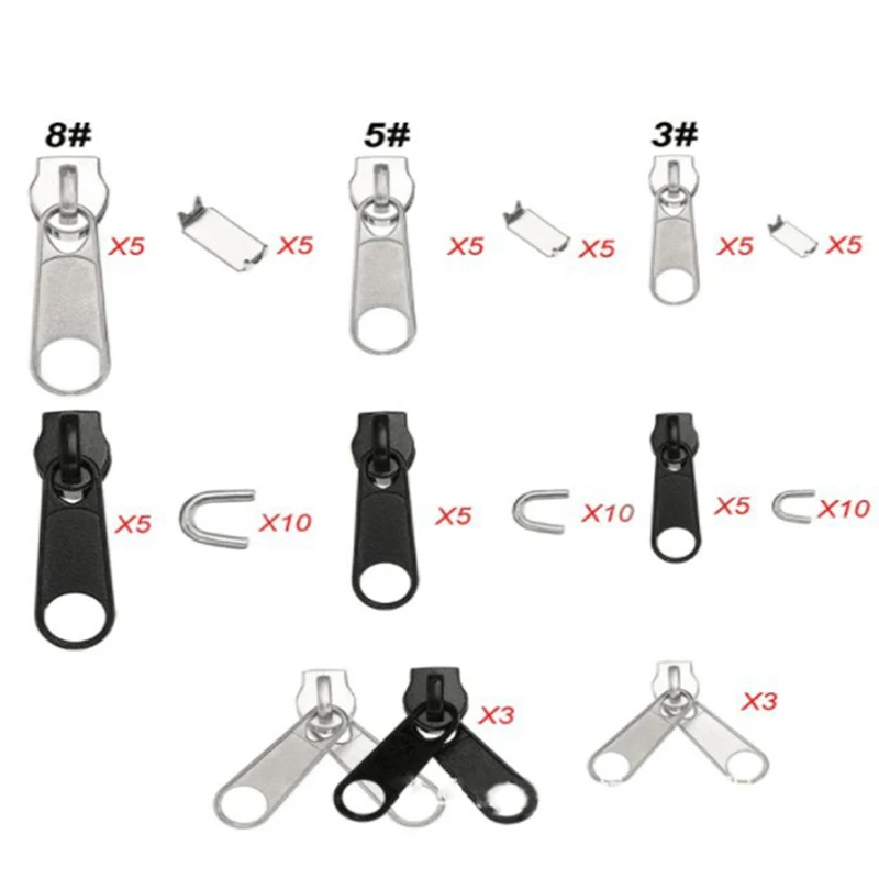 

84pcs Zipper Repair Replacement Kit zip heads for repairing clothing pants tents bags Metal Zip Head Accessories Tool Universal