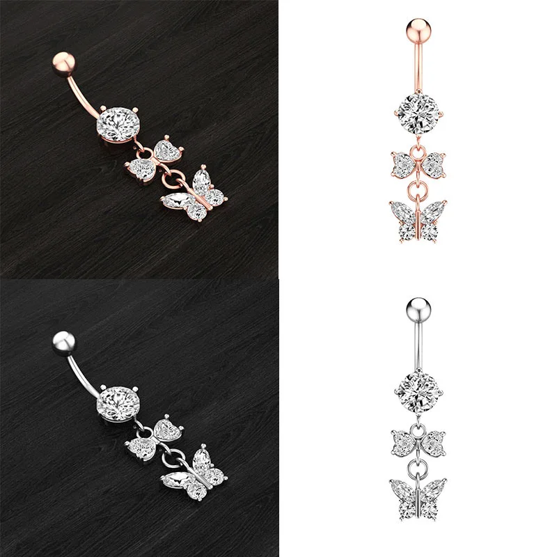Navel Bell Button Rings Crystal Butterfly Silver Gold Ring Piercing Jewelry Boho Belly Bow | Украшения и аксессуары