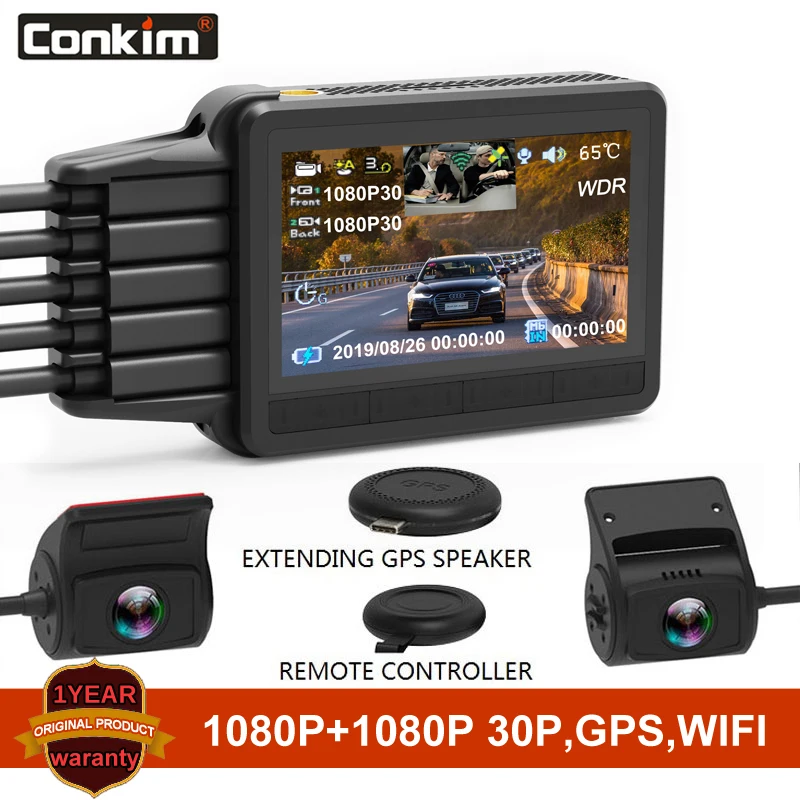 

Conkim K2S Dash Cam 2 Cameras 1080P Full HD With GPS + WIFI Speed Cam Novatek Car DVR Super Capacitor K1S Upgrade Version