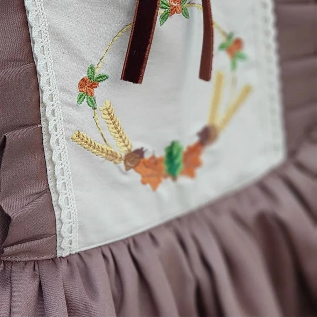 

0-12Y Baby Girl Autumn Winter Long Sleeve Embroisery Vintage Turkish Spanish Princess Ball Gown Dress for Christmas Eid Causal
