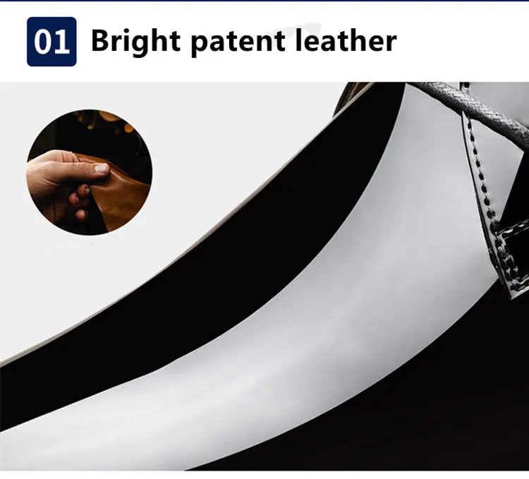 Newly Men's Quality Patent Leather Shoes White Wedding Shoes Size 38-48 Black Leather Soft Man Dress Shoes