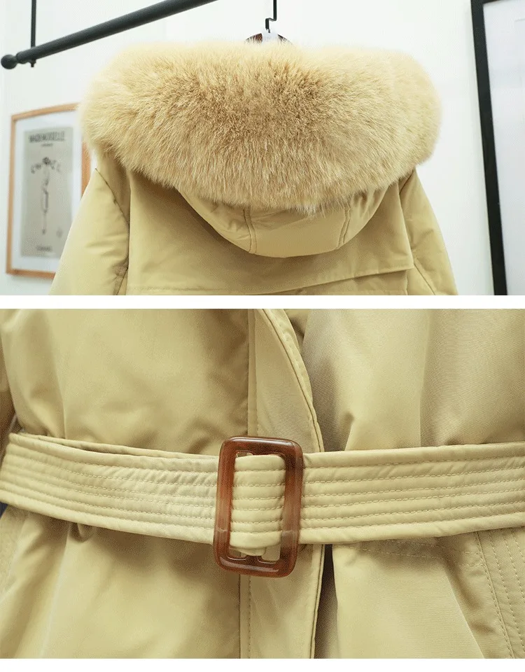 

2020 Real Fox Fur Collar Hooded Parkas Warm Casual Long Coat Female Winter Duck Down Jacket Women
