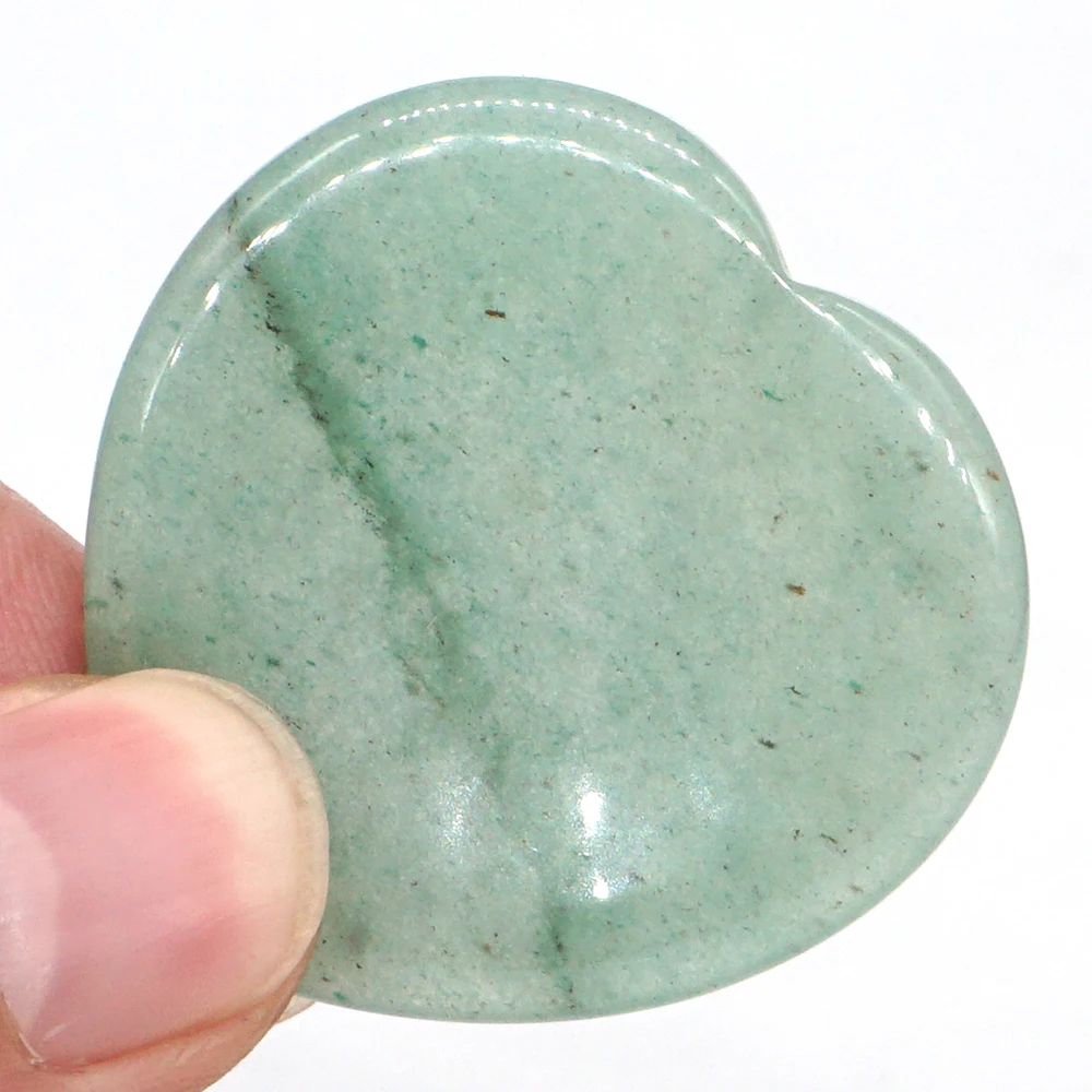 1.5" Worry Stone Green Aventurine Crystal Heart Shape Reiki Healing Meditation Finger Natural Gemstone Massage Stone