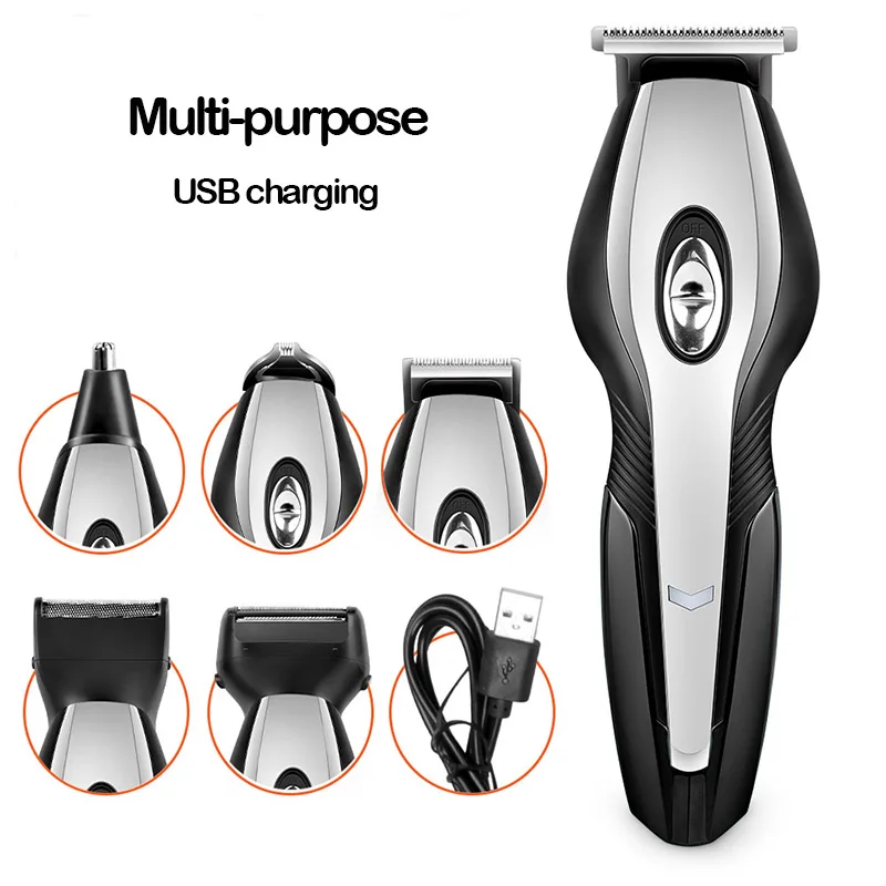 

6 In 1 Multifunction Electric Hair Clippers Men USB Rechargeable Beard Hair Trimmer Home Salon Barber Shop Hair Cutting Machine