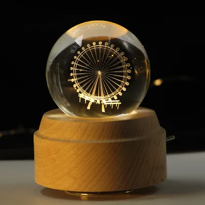 

Christmas 3D Rotating Music LED lamp light Crystal Wooden Children's night light lampara Multicolor Lighting For Kid Gift Decor