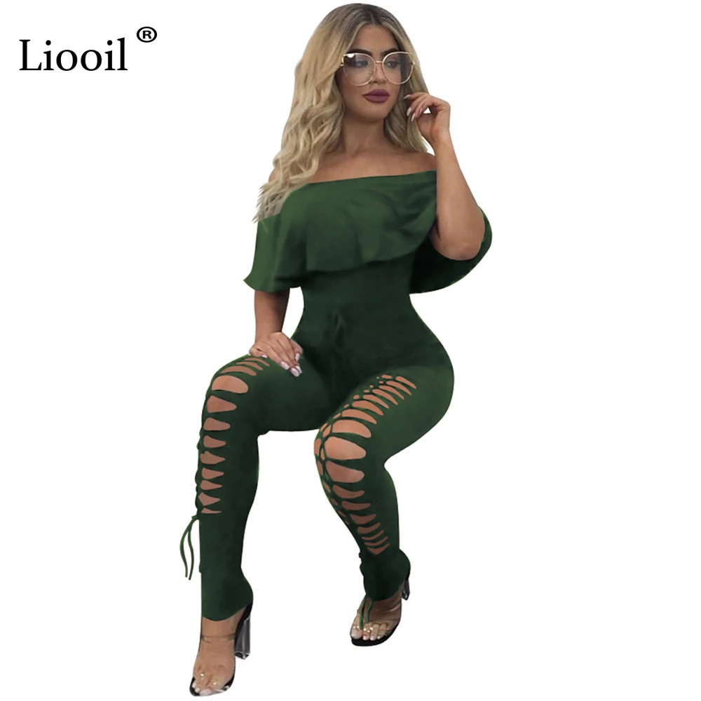 Liooil, стиль, женские комбинезоны с рюшами, короткий рукав, вырез лодочкой, черный комбинезон с вырезами, сексуальные комбинезоны, белый комбинезон